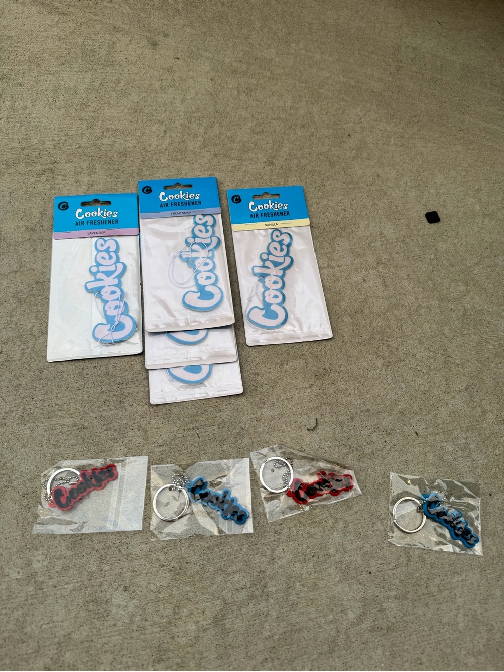 Cookies Branded Air Fresheners and Keychain Set - Blue & White